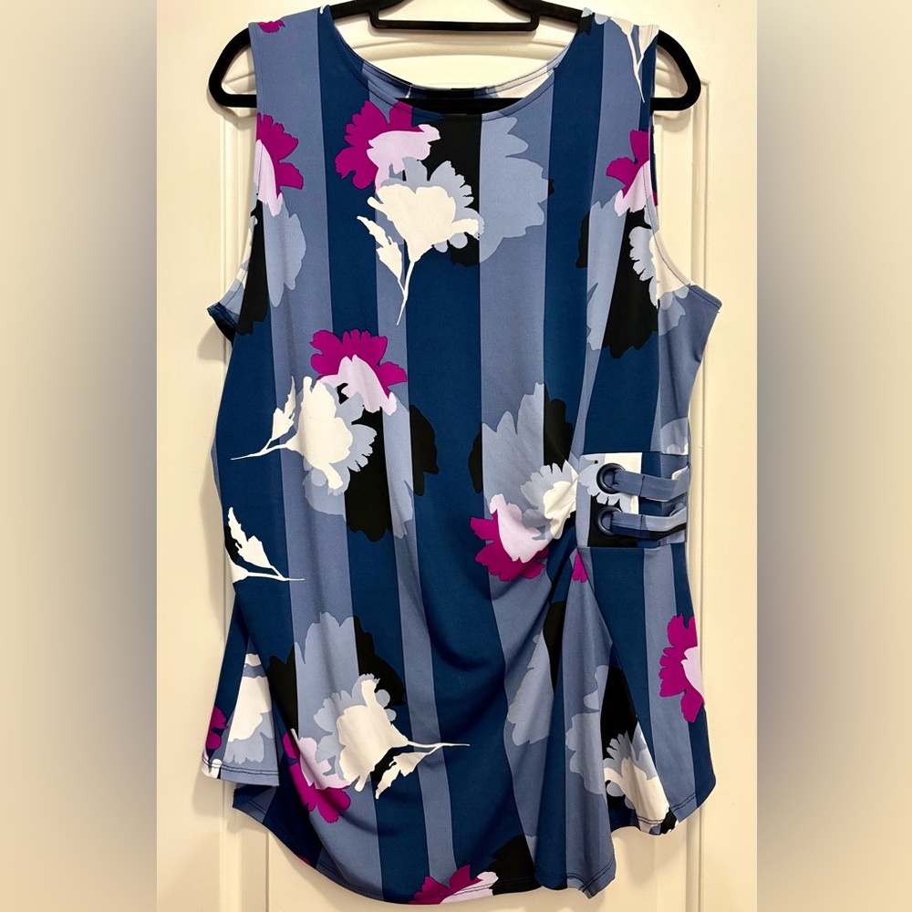 Floral Blue Sleeveless Top